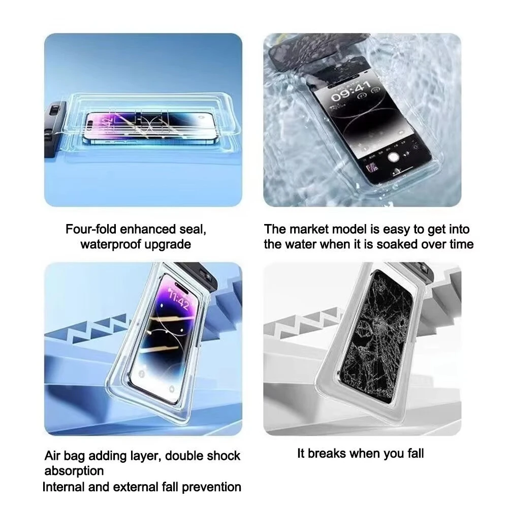 Transparent Airbag Waterproof Phone Case Touch Screen with Lanyard Phone Sealed Bag Swimming&Diving for Under 7.0 inches Mobile Phone — view 4