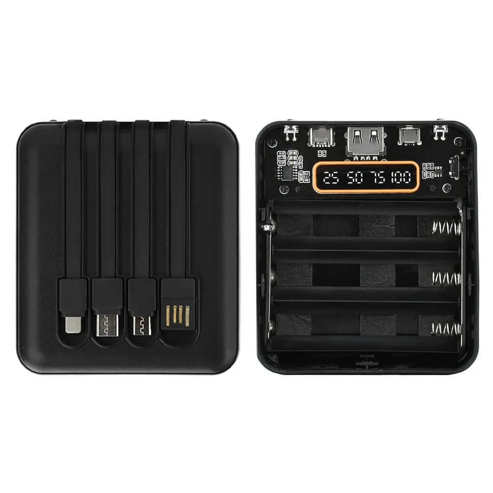 Transparent Power Bank Case 3x18650 Battery Box with Cable DIY Charging Treasure No Need Soldering with Digital Display — image 1