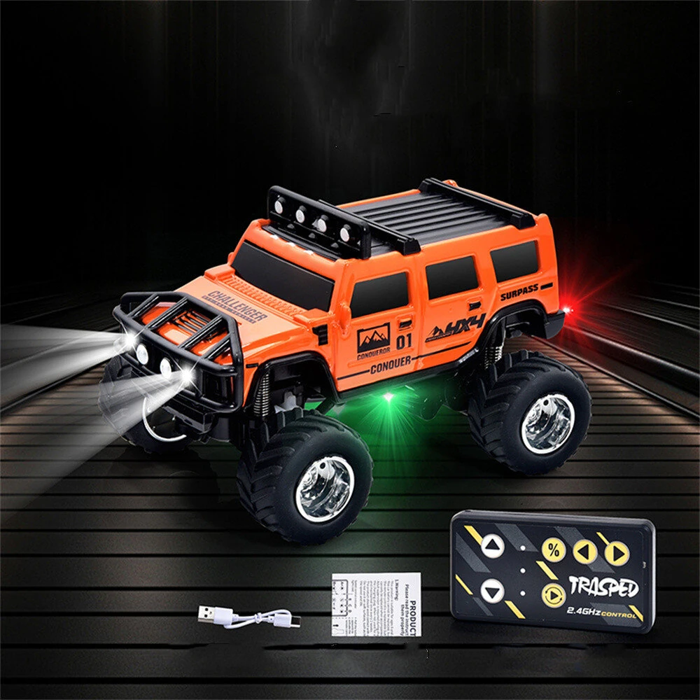 TRASPED HG4-221/222 RTR 1/64 2.4G Mini RC Car Alloy Shell Hummer Off-Road Climbing Truck Support App Remote Controlled LED Light Simulated Vehicle Three Speed Cruise Control Desktop Toys Model Collection Gift For Boys