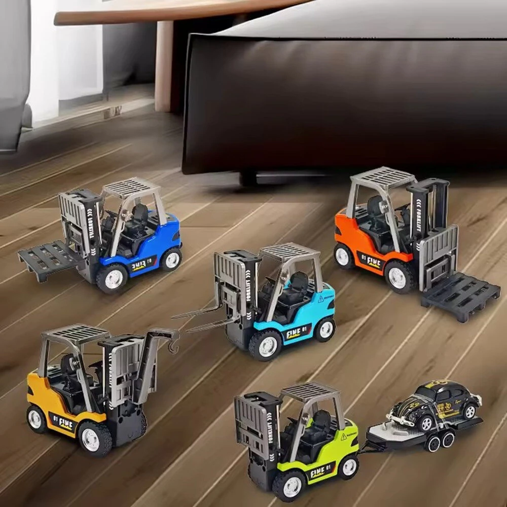 TRASPED HG4-244 RTR 1/64 2.4G Mini RC Car Alloy Forklift with Trailer Suppprt App Remote Control LED Light Sound Engineering Vehicle Desktop Toys Model Collection Gift For Boys