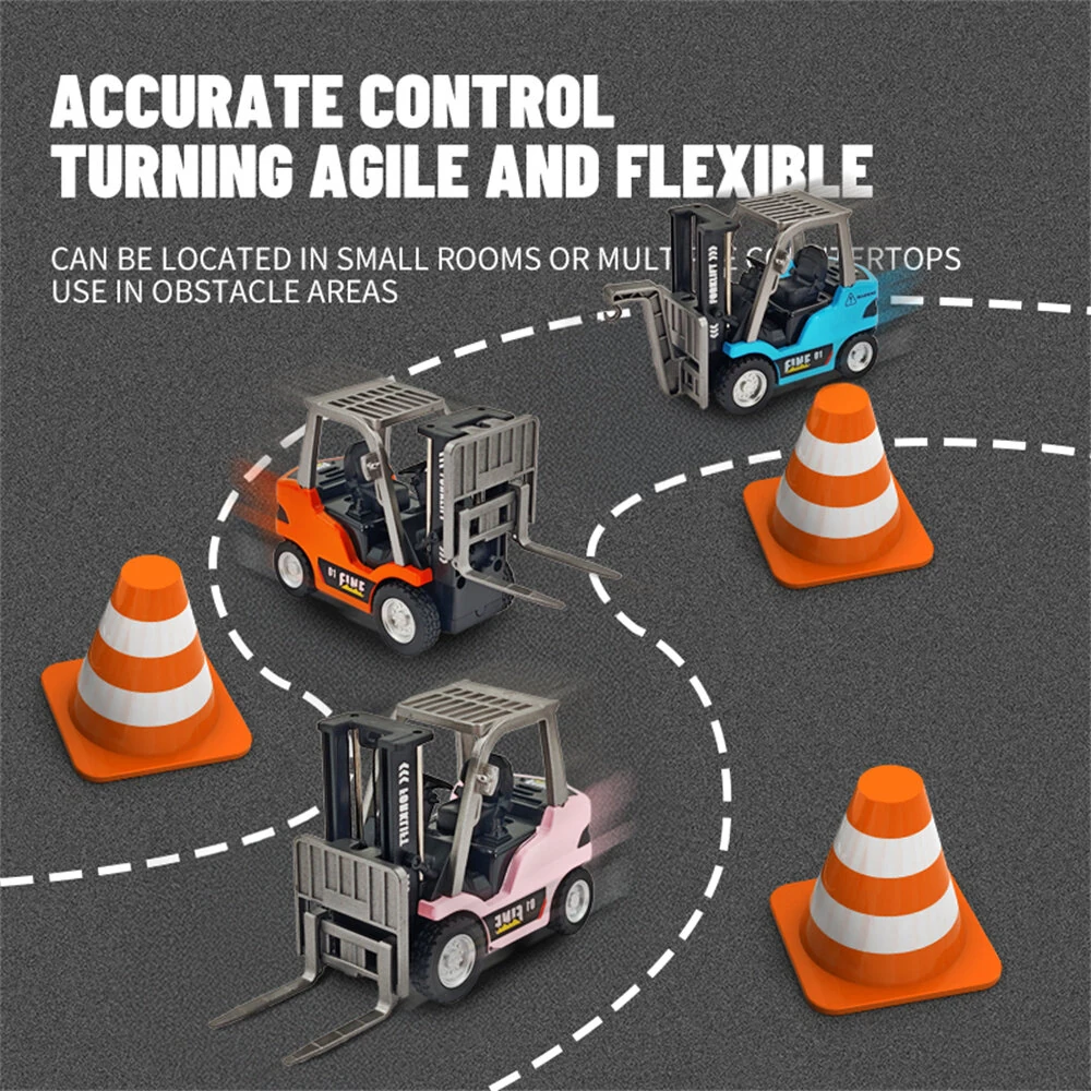 TRASPED HG4-244 RTR 1/64 2.4G Mini RC Car Alloy Forklift with Trailer Suppprt App Remote Control LED Light Sound Engineering Vehicle Desktop Toys Model Collection Gift For Boys — view 5