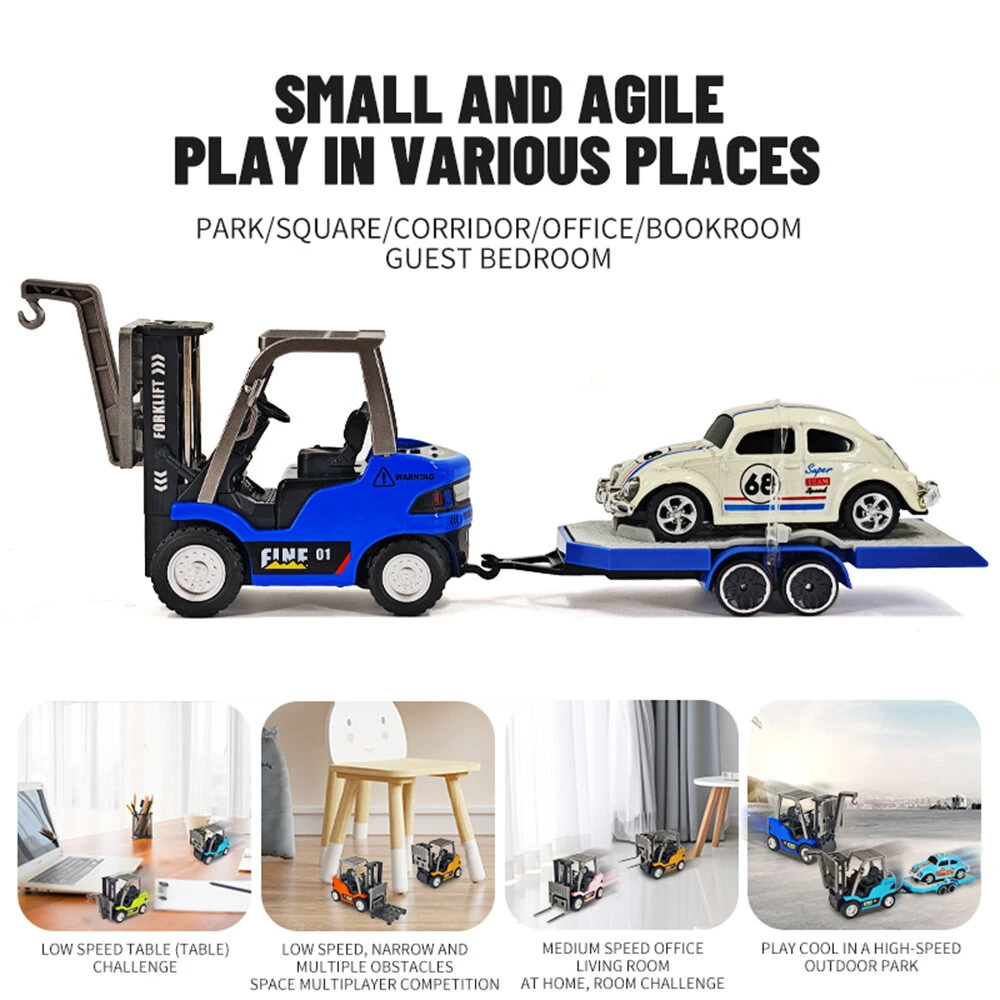 TRASPED HG4-244 RTR 1/64 2.4G Mini RC Car Alloy Forklift with Trailer Suppprt App Remote Control LED Light Sound Engineering Vehicle Desktop Toys Model Collection Gift For Boys — view 7
