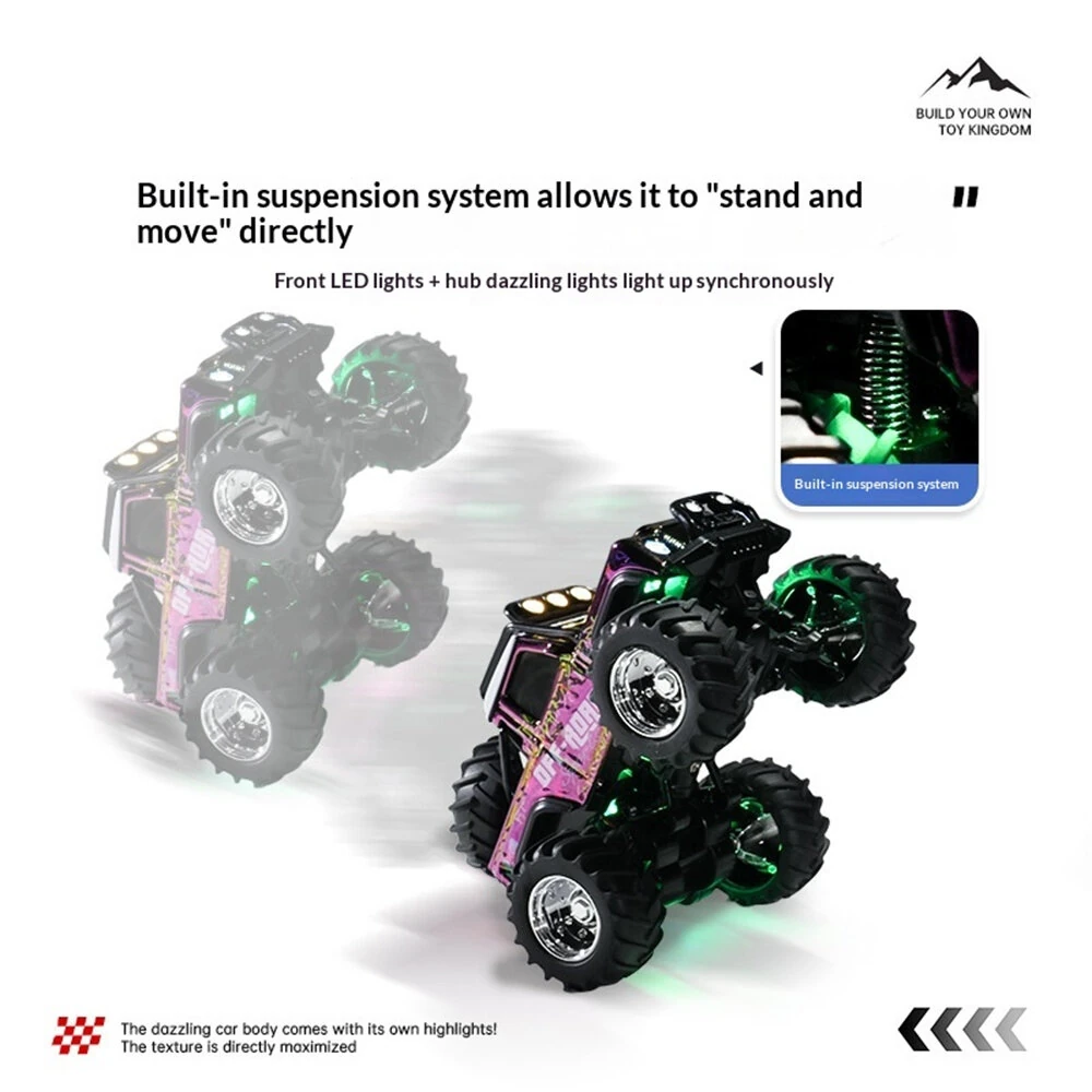 TRASPED HG4-335 RTR 1/64 2.4G RWD Mini Alloy RC Car Cyber Off-Road Climbing Truck Cool Appearance LED Light Shock Absorption Support App Remote Control Three Speed Vehicles Models Pocket Toys Desktop Collection Gift For Boys — view 3