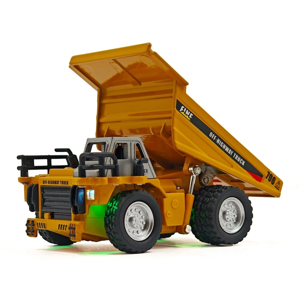 TRASPED HG4-431 RTR 1/64 2.4G Mini RC Car Alloy Dump Truck Support App Remote Controlled LED Light Sound Engineering Vehicle Two Speed Desktop Toys Model Collection Gift For Boys