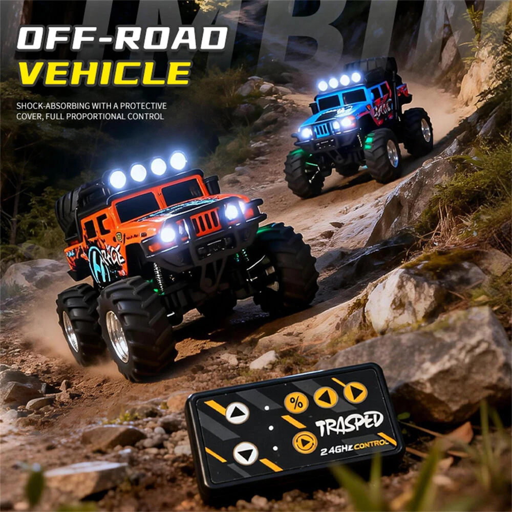 TRASPED HG4-457 RTR 1/64 2.4G RWD Mini H1 Alloy RC Car Off-Road Truck LED Light Three Speed Support App Remote Control Vehicles Models Pocket Toys Desktop Collection Gift For Boys — view 10