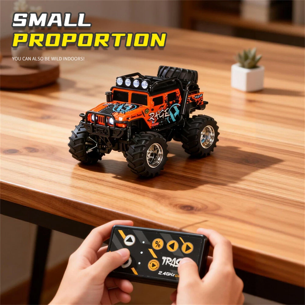 TRASPED HG4-457 RTR 1/64 2.4G RWD Mini H1 Alloy RC Car Off-Road Truck LED Light Three Speed Support App Remote Control Vehicles Models Pocket Toys Desktop Collection Gift For Boys — view 7