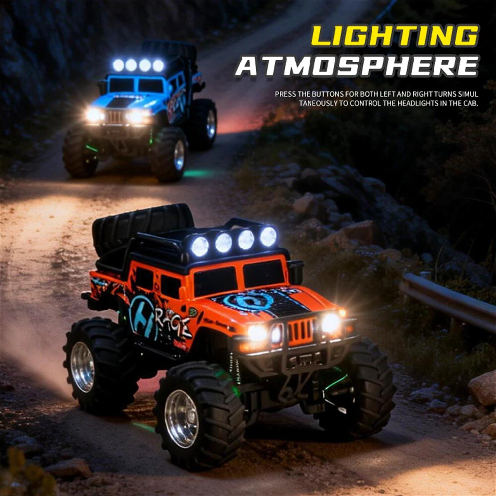TRASPED HG4-457 RTR 1/64 2.4G RWD Mini H1 Alloy RC Car Off-Road Truck LED Light Three Speed Support App Remote Control Vehicles Models Pocket Toys Desktop Collection Gift For Boys — view 8
