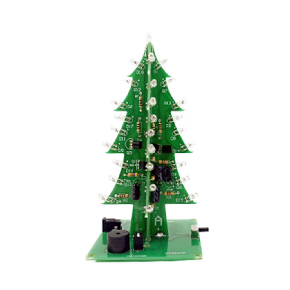 Tri-color/Colorful Curved-leaf Christmas Tree Standard/Music Version DIY Electronic Kits — view 3