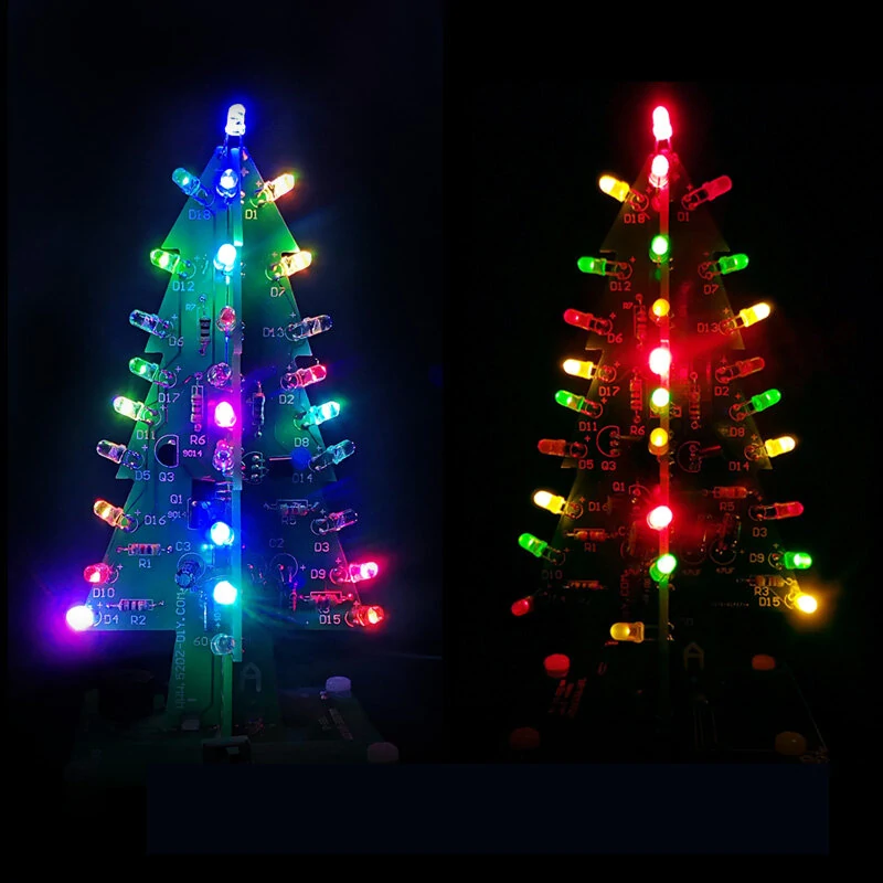 Tri-color/Colorful Straight-leaf Christmas Tree Standard/Music Version DIY Electronic Kits — image 1