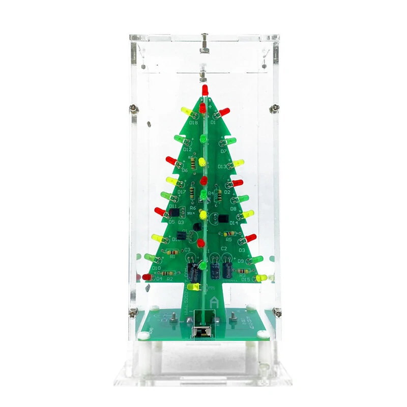 Tri-color/Colorful Straight-leaf Christmas Tree Standard/Music Version DIY Electronic Kits — view 2