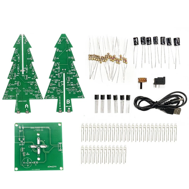 Tri-color/Colorful Straight-leaf Christmas Tree Standard/Music Version DIY Electronic Kits — view 5