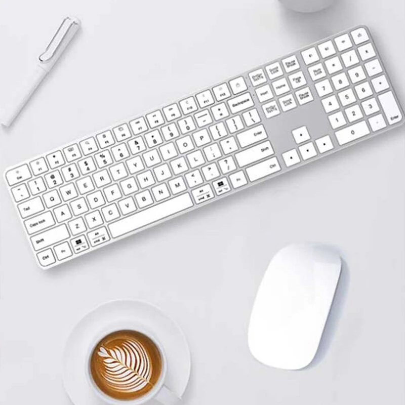 Tri-mode Wireless bluetooth Keyboard 112 Keys Ultra Slim Aluminum Metal Design Scissor Switch Keyboards Quiet Silent Typing Rechargeable 500mAh Battery — view 4