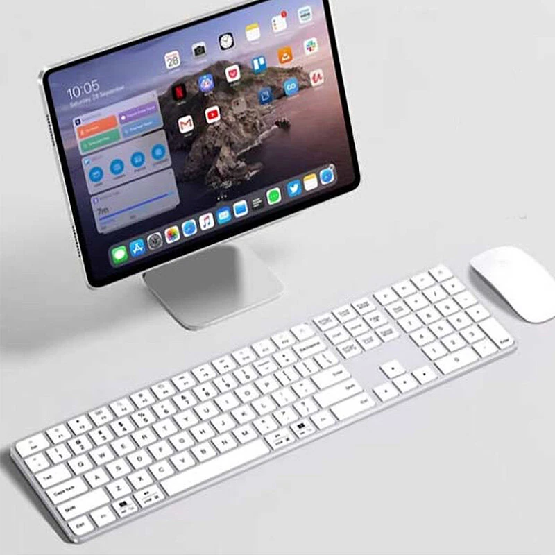 Tri-mode Wireless bluetooth Keyboard 112 Keys Ultra Slim Aluminum Metal Design Scissor Switch Keyboards Quiet Silent Typing Rechargeable 500mAh Battery — view 6