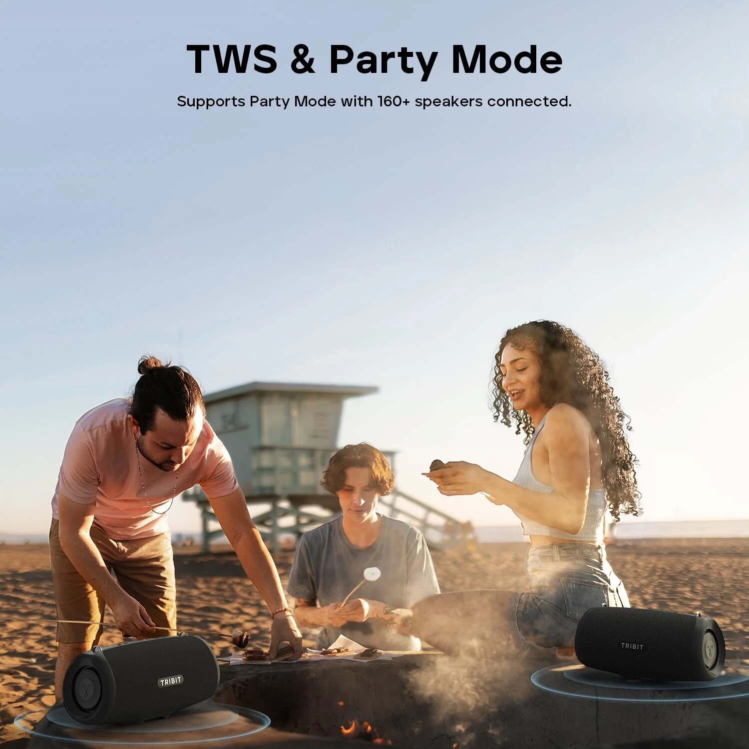 Tribit StormBoxLava 80W Portable bluetooth 5.4 Speaker Wireless Speaker 2x30W Neodymium Magnet Woofers 2x10W Silk Dome Tweeters 43Hz Ultra Deep Bass 24H Playback TWS Pairing IP67 Waterproof Outdoors Speakers with Detachable Shoulder Strap — view 6