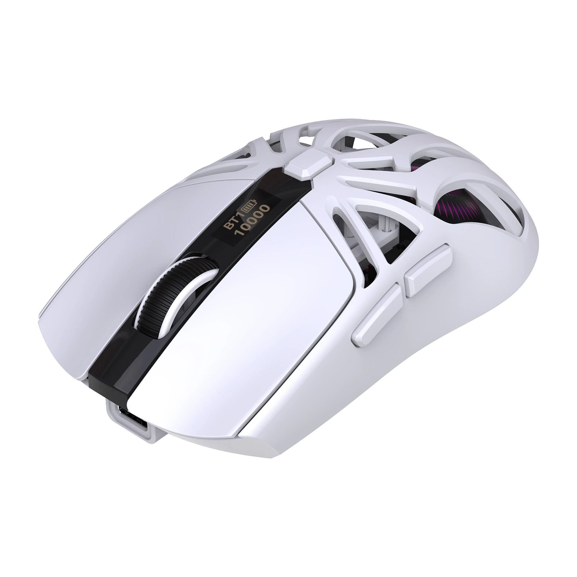 Tripe-Mode Wireless Gaming Mouse with Digital Screen 1200-10000DPI RGB 1KHz polling Rate Type-C Rechargeable Ergonomic Wireless/BT/Wired Macro Programmable — view 5