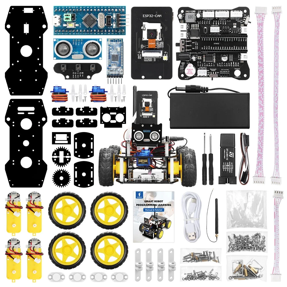 TSCINBUNY ESP32 CAM Automation Smart Robot Car Kit Ultrasonic Obstacle Avoidance Face Recognition for Arduino IDE Keil5 Programming — view 5