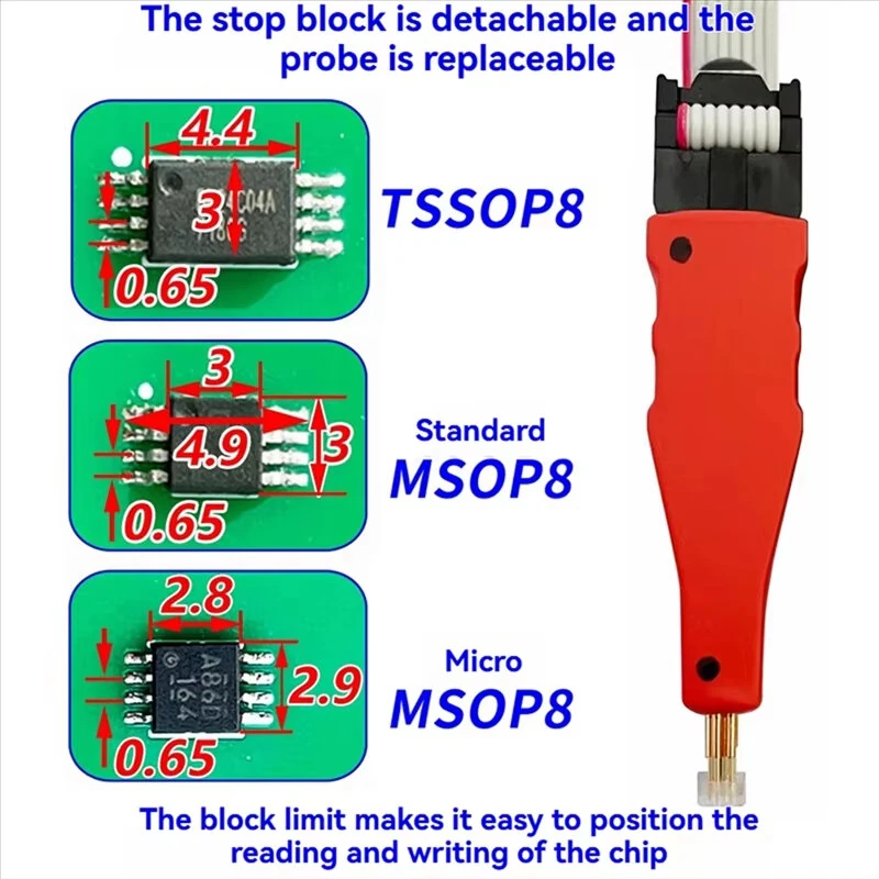 TSSOP8/MSOP8 Chip Programmer Test Probe 8Pin 2.54mm Header ISP Flash MCU Automotive Connection Cable — view 3