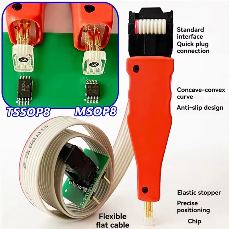 TSSOP8/MSOP8 Chip Programmer Test Probe 8Pin 2.54mm Header ISP Flash MCU Automotive Connection Cable — view 4