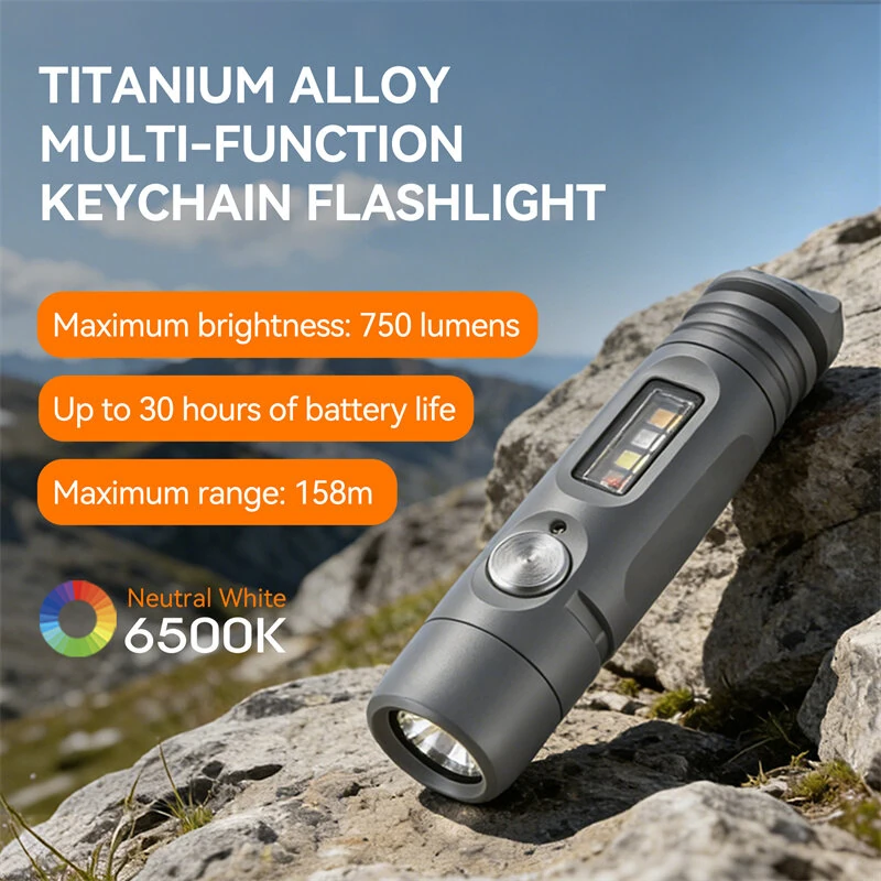 TuNeng S15pro-TK 750LM Titanium Alloy LED Keychain Light 350mAh USB-C 30H Runtime IP66 EDC Flashlight Mini Torch — view 2