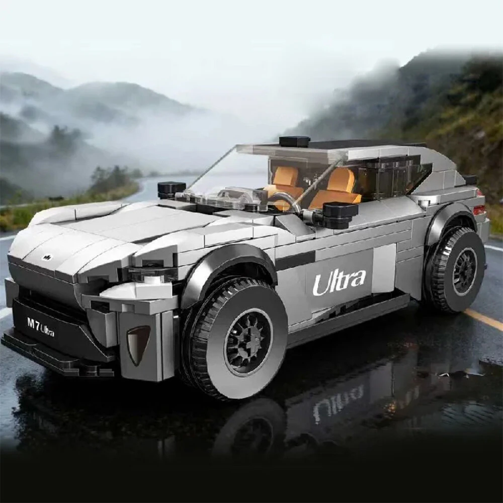 TUOMU JD140 Yu7 MOC Sports Car Racing Vehicle Model Ultra Supercar Building Blocks Assembly Kit Bricks Set Creative Toys Adult Kid Gift