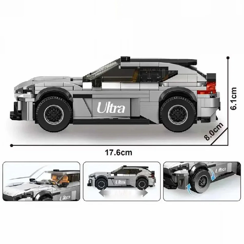 TUOMU JD140 Yu7 MOC Sports Car Racing Vehicle Model Ultra Supercar Building Blocks Assembly Kit Bricks Set Creative Toys Adult Kid Gift — view 4