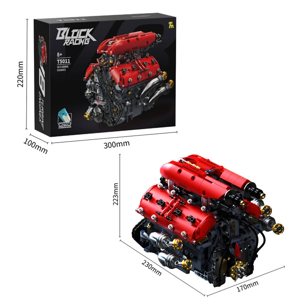 TUOMU T5011 V8 Turbo Engine Building Blocks Brick Assembly Kit Science Discovery Toys Christmas Gifts — view 6