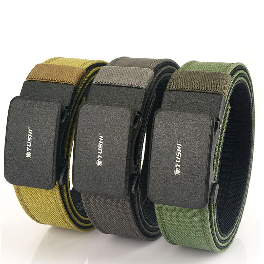 TUSHI 120cm Automatic Buckle Men Tactical Belt 1100D Nylon Thickened Hardened Double-layer Military Girdle for Outdoor Sports — view 2