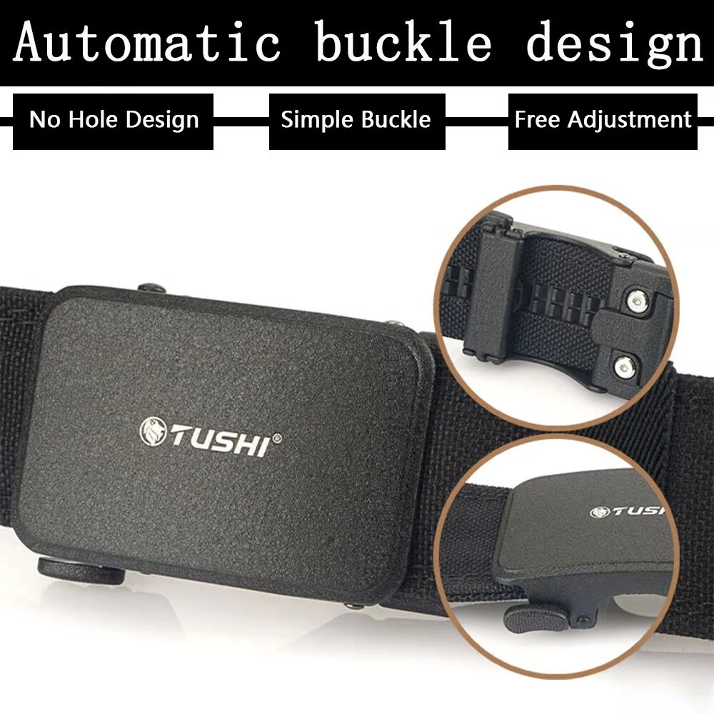 TUSHI 120cm Automatic Buckle Men Tactical Belt 1100D Nylon Thickened Hardened Double-layer Military Girdle for Outdoor Sports — view 8