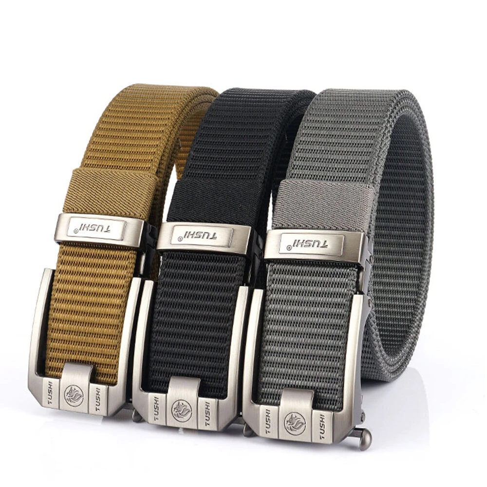TUSHI 120cm Men Tactical Belt Quick Release Outdoor Military Metal Belt Soft Wear-resistant Nylon Sports Ratchet Belt — view 11