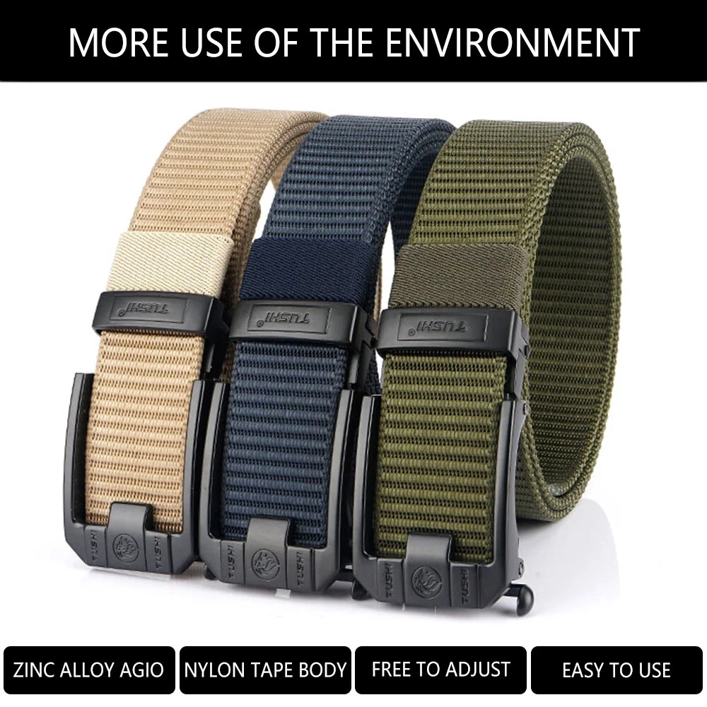 TUSHI 120cm Men Tactical Belt Quick Release Outdoor Military Metal Belt Soft Wear-resistant Nylon Sports Ratchet Belt — view 2