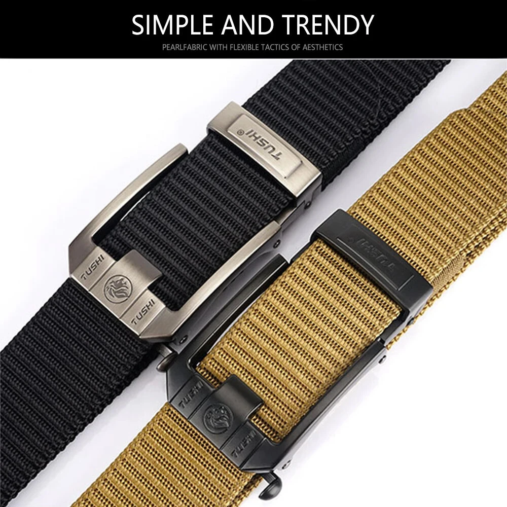 TUSHI 120cm Men Tactical Belt Quick Release Outdoor Military Metal Belt Soft Wear-resistant Nylon Sports Ratchet Belt — view 3