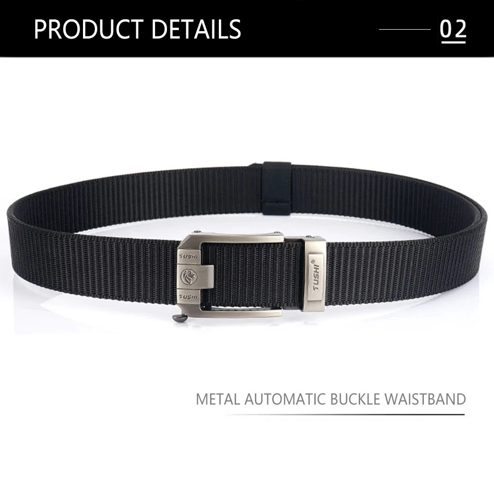 TUSHI 120cm Men Tactical Belt Quick Release Outdoor Military Metal Belt Soft Wear-resistant Nylon Sports Ratchet Belt — view 7