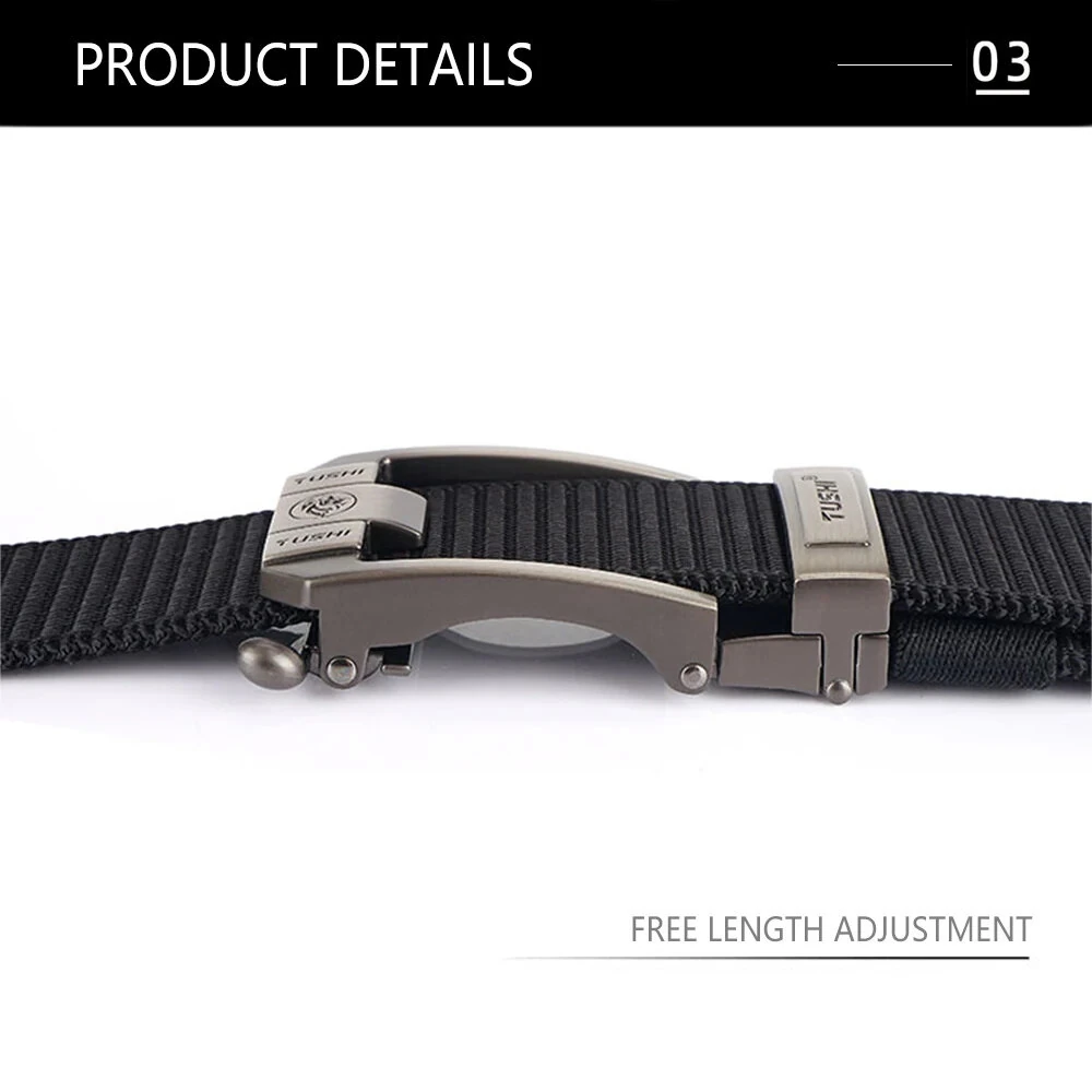 TUSHI 120cm Men Tactical Belt Quick Release Outdoor Military Metal Belt Soft Wear-resistant Nylon Sports Ratchet Belt — view 8