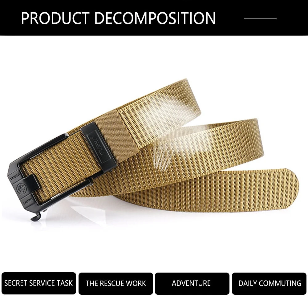 TUSHI 120cm Men Tactical Belt Quick Release Outdoor Military Metal Belt Soft Wear-resistant Nylon Sports Ratchet Belt — view 9