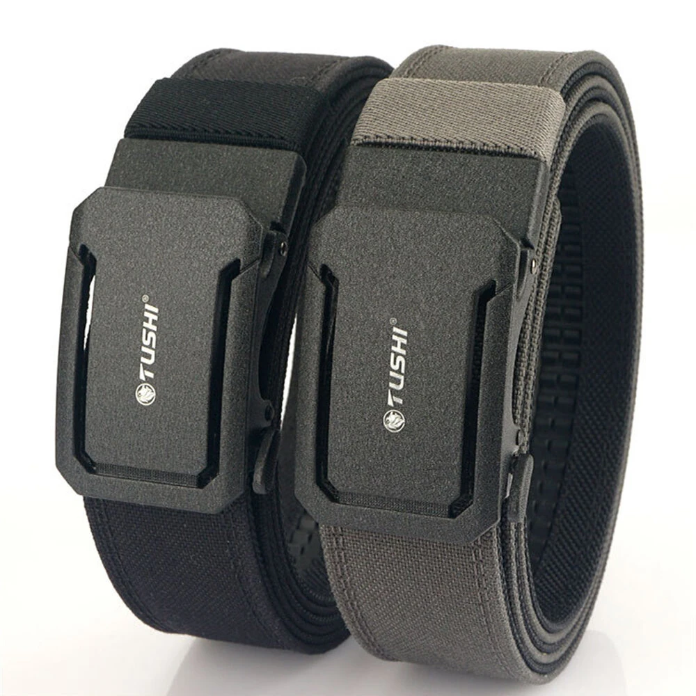 TUSHI 120cm Mens Automatic Buckle Tactical Belt Military Sturdy Nylon Belt for Outdoor Work Business Police Duty