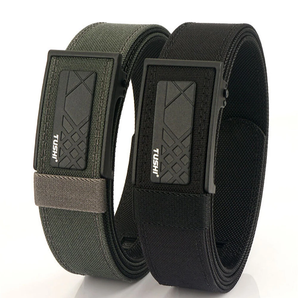 TUSHI 120cm Thick Tactical Belt for Men Automatic Buckle Military Police Duty Belt Tight Nylon Work Tool Belt Casual Waistband