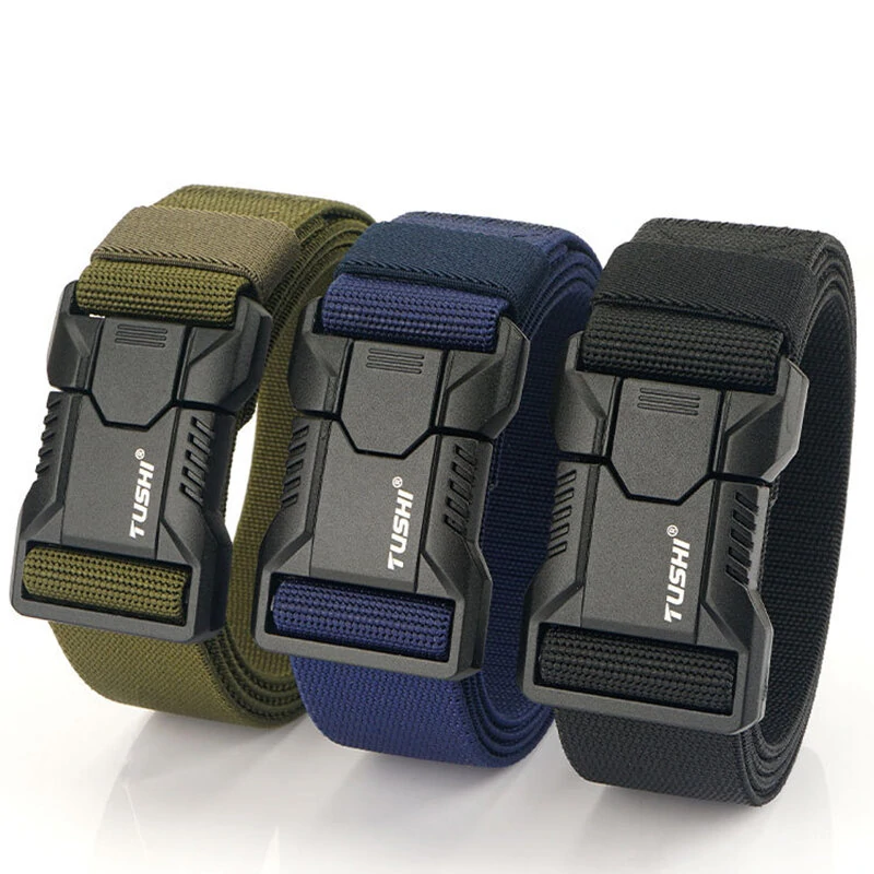 TUSHI 125cm Tactical Nylon Belt Adjustable Quick Release Wear-resistant Lightweight Waist Belt Aluminum Alloy Buckle Canvas Belt Casual Sports Belts for Outdoor Men Women