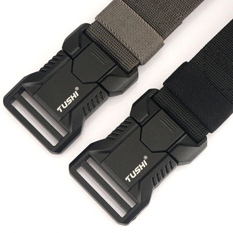 TUSHI 125cm Tactical Nylon Belt Adjustable Quick Release Wear-resistant Lightweight Waist Belt Aluminum Alloy Buckle Canvas Belt Casual Sports Belts for Outdoor Men Women — view 3