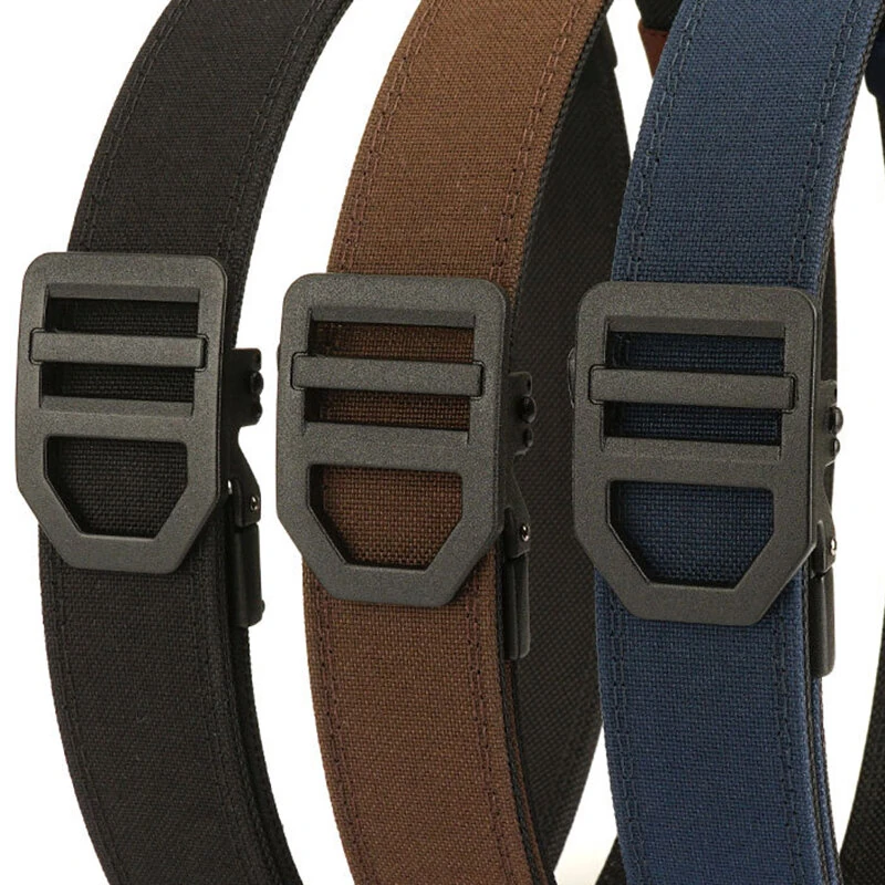 TUSHI Automatic Buckle Military Tactical Belt Thick Canvas Webbing Outdoor Shooting Waistband for Men Camping Hiking