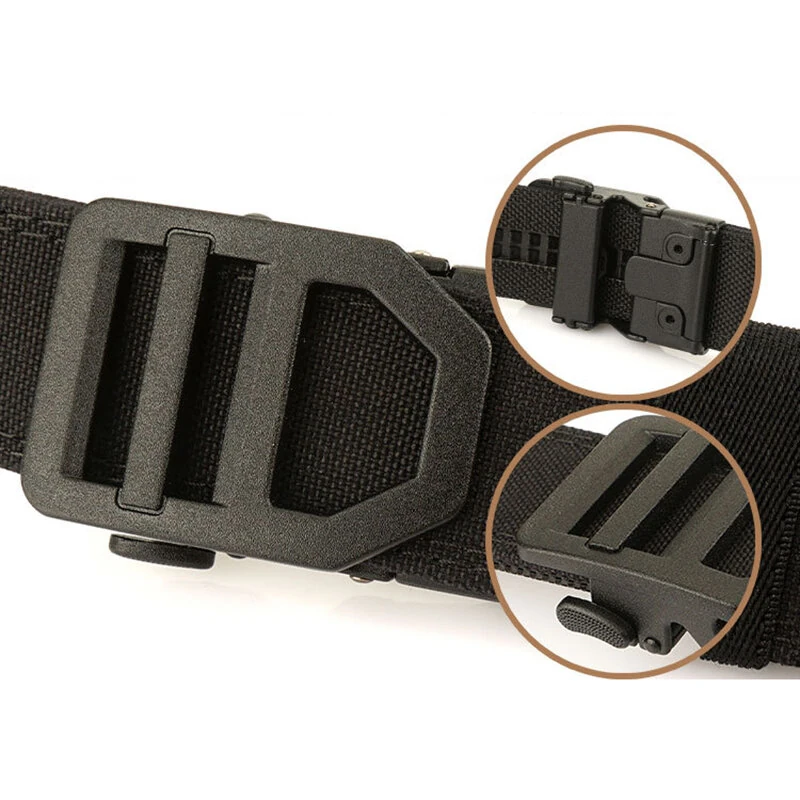 TUSHI Automatic Buckle Military Tactical Belt Thick Canvas Webbing Outdoor Shooting Waistband for Men Camping Hiking — view 6