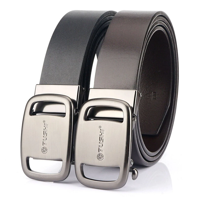 TUSHI Men's Belts 130cm Genuine Leather Bussines Fashion Belt Luxury Casual Brand Waistband High Quality Belts