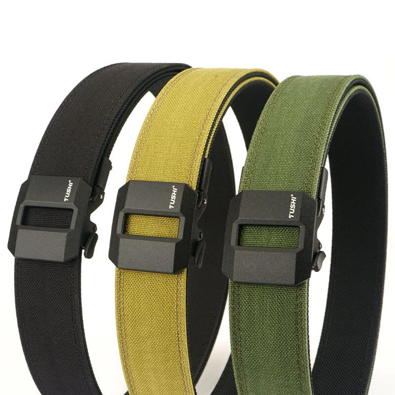 TUSHI metal Buckle Tactical Belt for Men Adjustable Nylon Military Gun Belt Heavy Duty EDC Outdoor Sports Police Duty Waistband Work Utility Belt