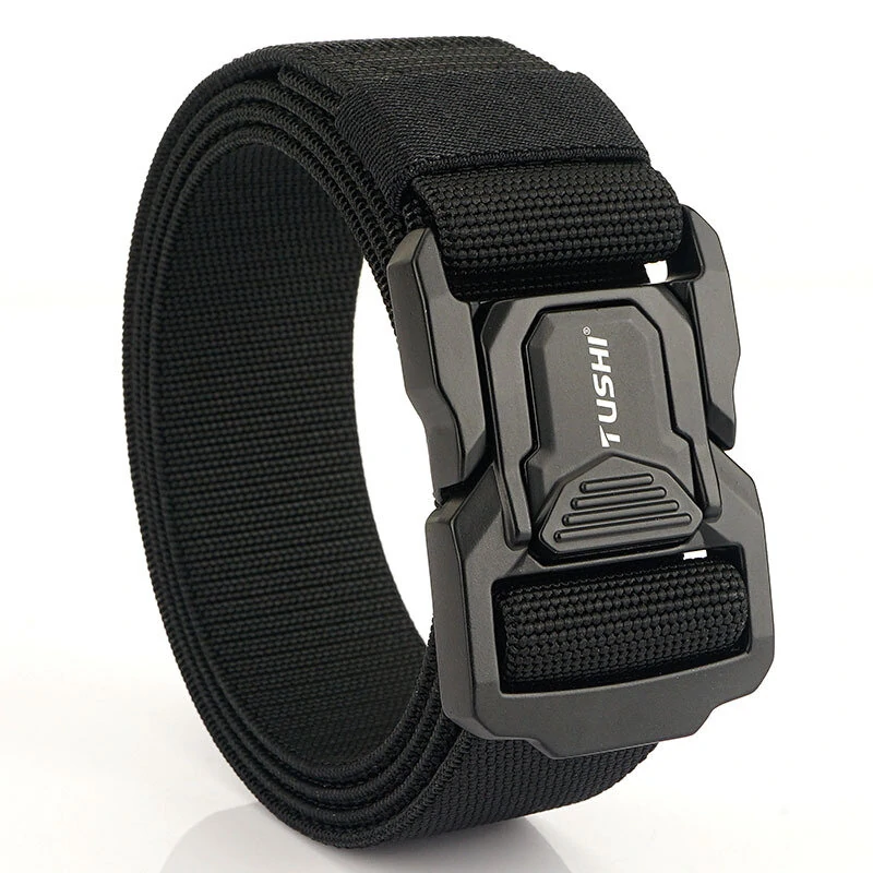 TUSHI Metal Quick Release Pluggable Buckle Tactical Belt Breathable Elastic Belt For Men Cowboy Outdoor Stretch Hunting Waistband — view 4