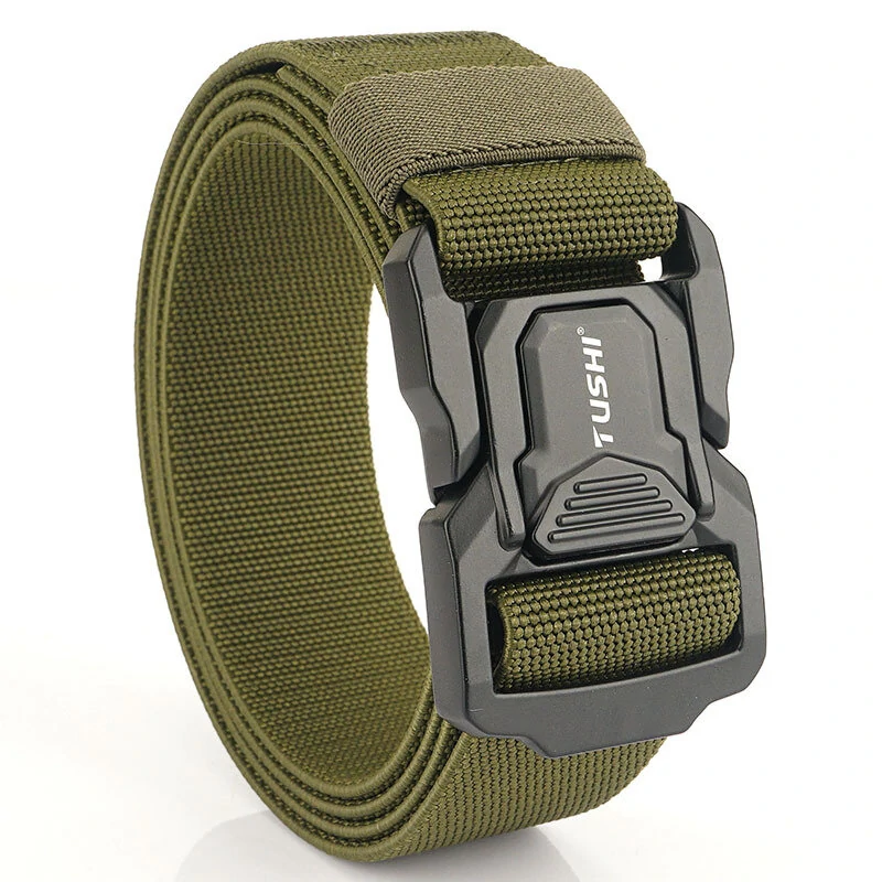 TUSHI Metal Quick Release Pluggable Buckle Tactical Belt Breathable Elastic Belt For Men Cowboy Outdoor Stretch Hunting Waistband — view 5
