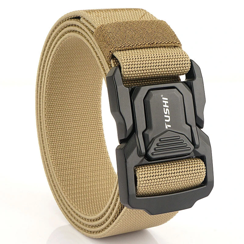 TUSHI Metal Quick Release Pluggable Buckle Tactical Belt Breathable Elastic Belt For Men Cowboy Outdoor Stretch Hunting Waistband — view 6