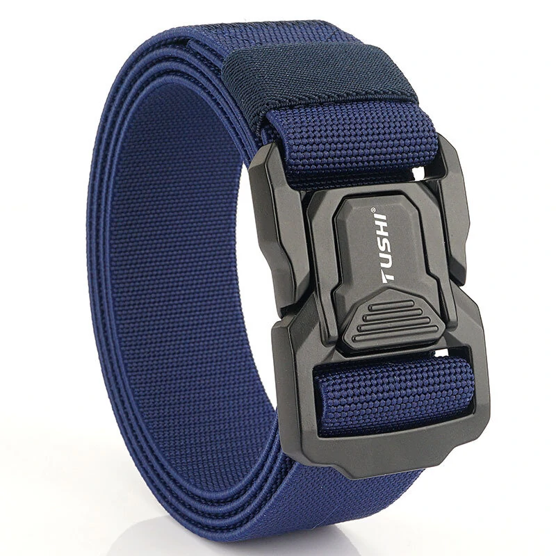 TUSHI Metal Quick Release Pluggable Buckle Tactical Belt Breathable Elastic Belt For Men Cowboy Outdoor Stretch Hunting Waistband — view 7