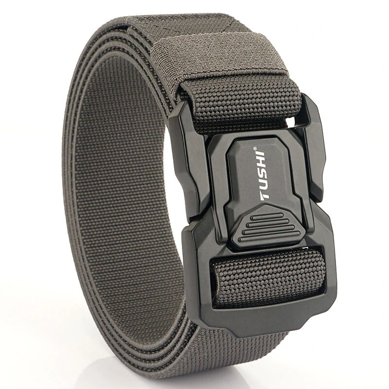 TUSHI Metal Quick Release Pluggable Buckle Tactical Belt Breathable Elastic Belt For Men Cowboy Outdoor Stretch Hunting Waistband — view 8