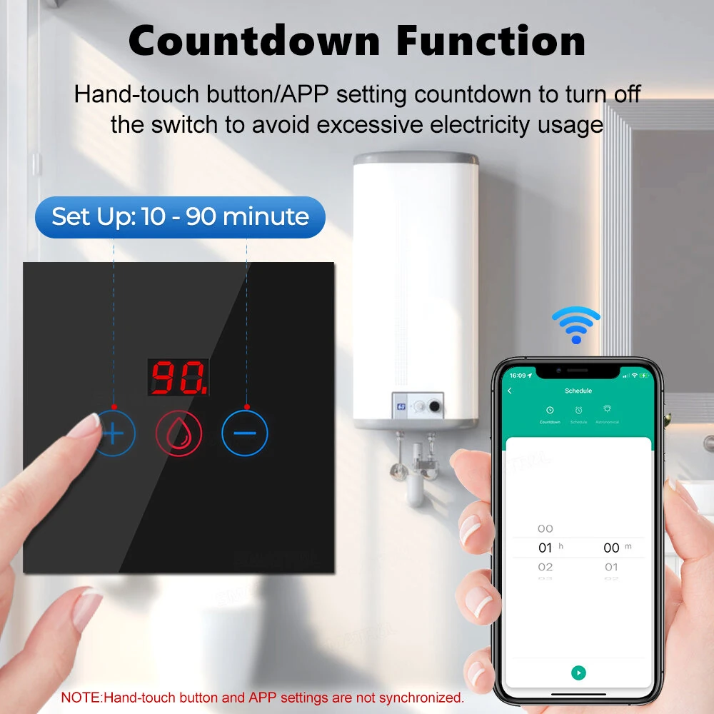Tuya 20A EU WiFi Smart Water Heater Boiler Switch With Power Monitor Smart Life Control Switch Works With Alexa Google Home — view 3