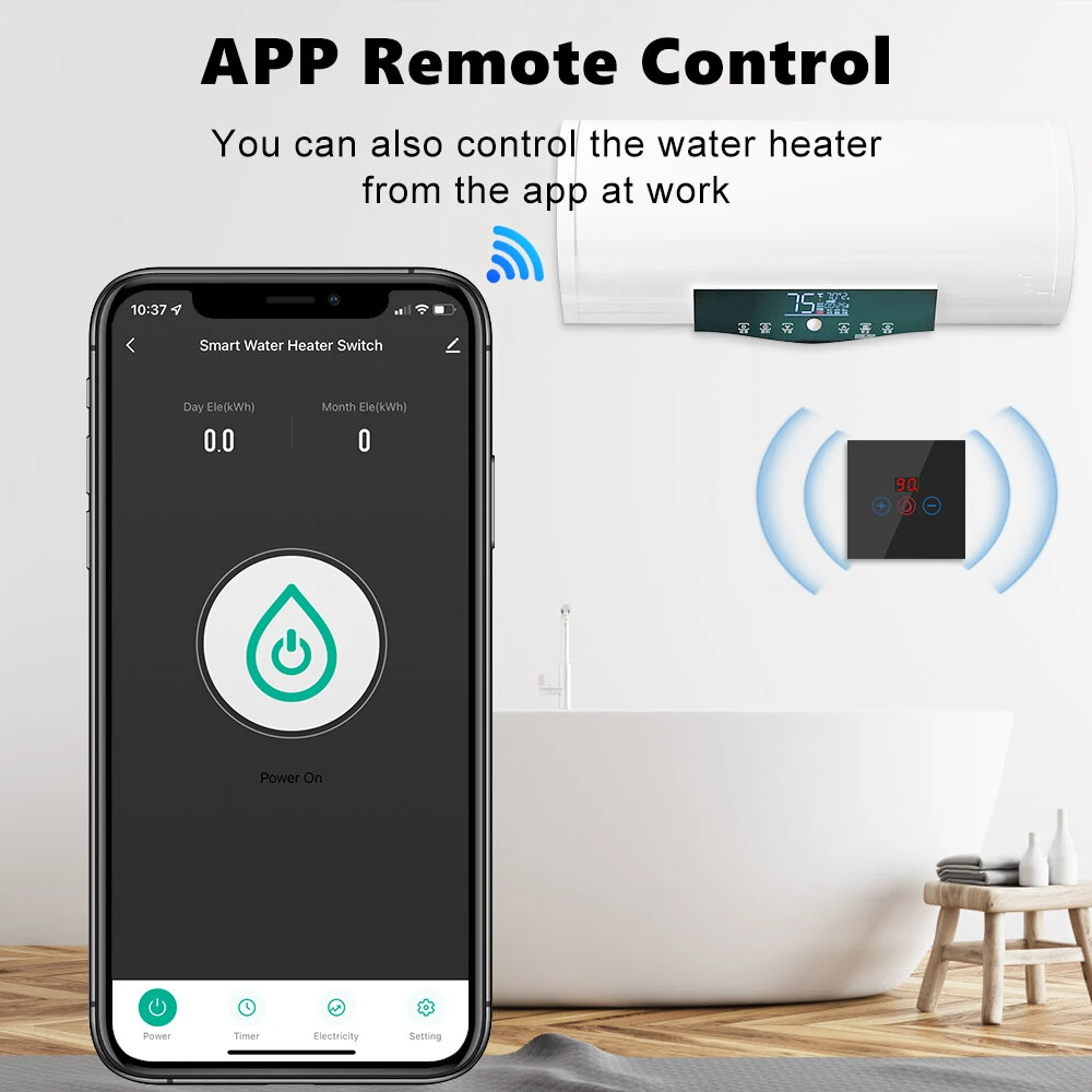 Tuya 20A EU WiFi Smart Water Heater Boiler Switch With Power Monitor Smart Life Control Switch Works With Alexa Google Home — view 4