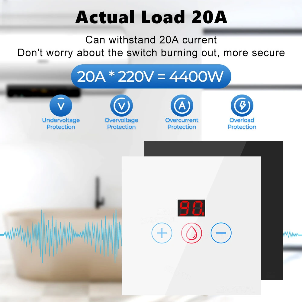 Tuya 20A EU WiFi Smart Water Heater Boiler Switch With Power Monitor Smart Life Control Switch Works With Alexa Google Home — view 6